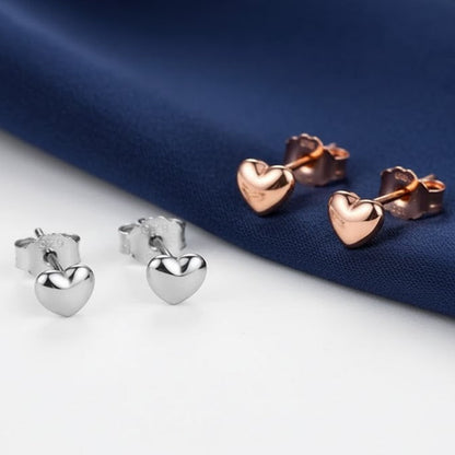 Solid 925 Sterling Silver Love Heart Small Heart Earrings Gift For Women Jewelry