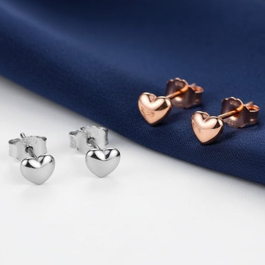 Solid 925 Sterling Silver Love Heart Small Heart Earrings Gift For Women Jewelry