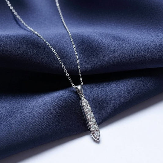Fashion 925 Sterling Silver Zirconia Teardrop Pendant Drop Necklace Jewelry UK