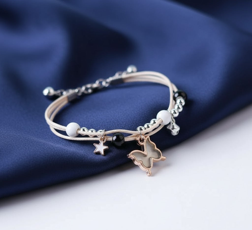 Butterfly Charm Bracelet with Beads