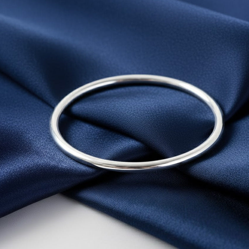 925 Silver Bracelet Plain Glassy Silver Bangles For Women Party Jewelry Gift