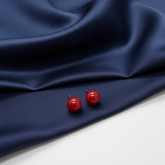 Red Pearl Resin Stud Earrings