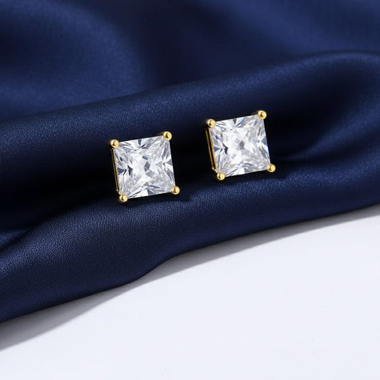 Cubic Zircon Crystal Stud Earrings Silver Gold 3mm-8mm Men Women Piercing Studs