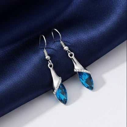 Alloy Dangle Earrings Teardrop Leaf Cubic Zirconia Hook Earring Women Jewelry UK