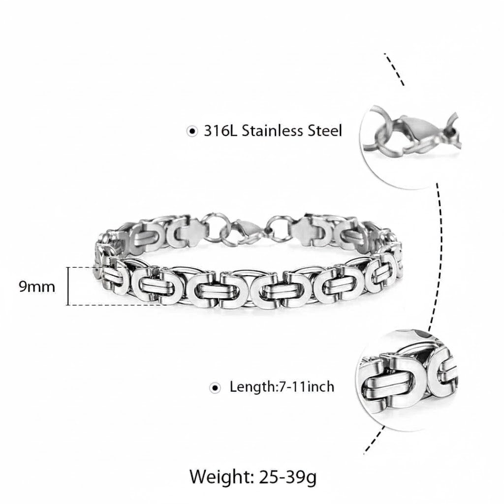 Stainless Steel Byzantine Chain Bracelet