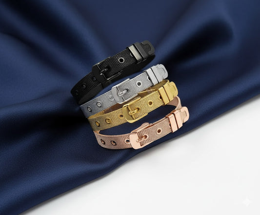 Stainless Steel Mesh Adjustable Wristband Slider Charm Bracelet 8mm With Buckle