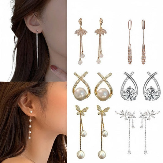 Hanging Tassel Drop Stud Earrings