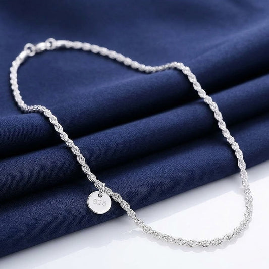 Italian Style Twisted Rope Necklace And Bracelet