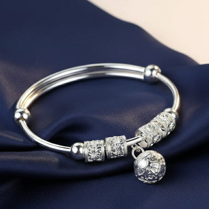 Solid 925 Sterling Silver Dreamcatcher Bracelet Beaded Bangle Boho Charm Jewelry
