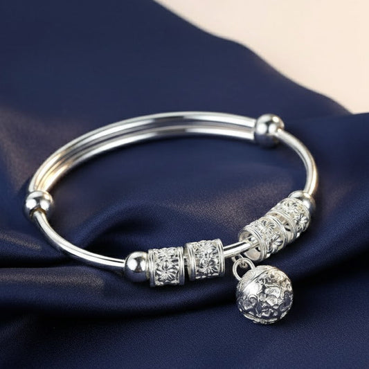 Solid 925 Sterling Silver Dreamcatcher Bracelet Beaded Bangle Boho Charm Jewelry