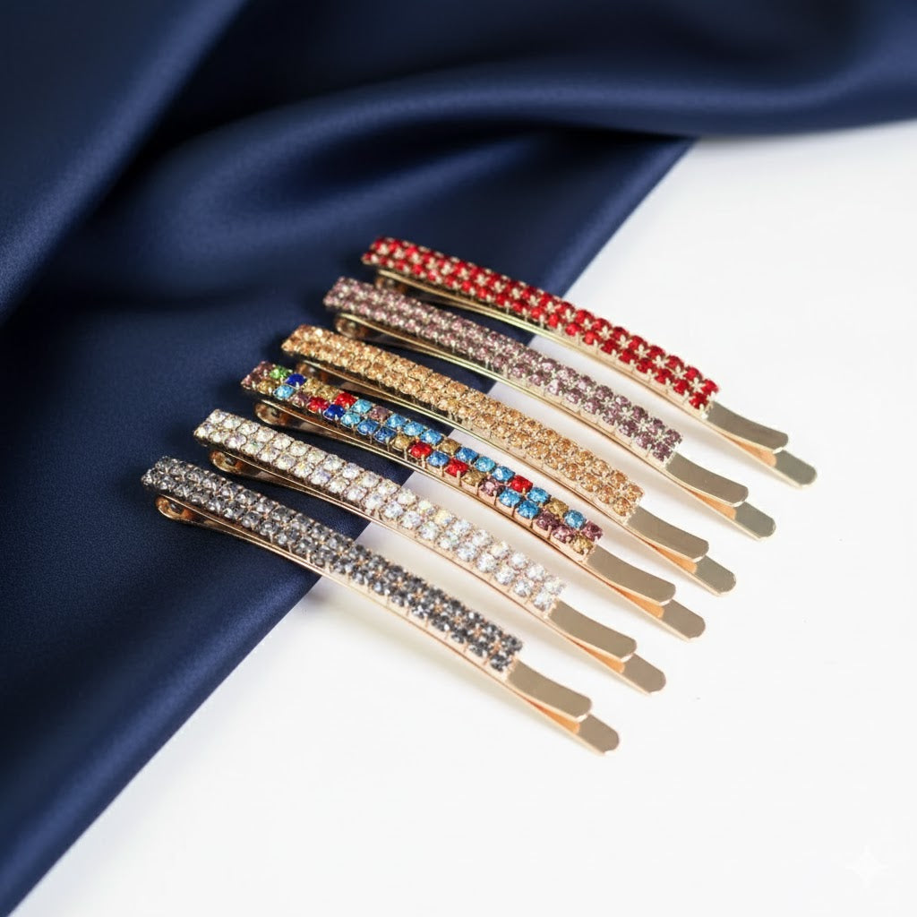 Hair Barrette Color Clip Rhinestone Hairpin Crystal Bling Women Girl Fashion UK