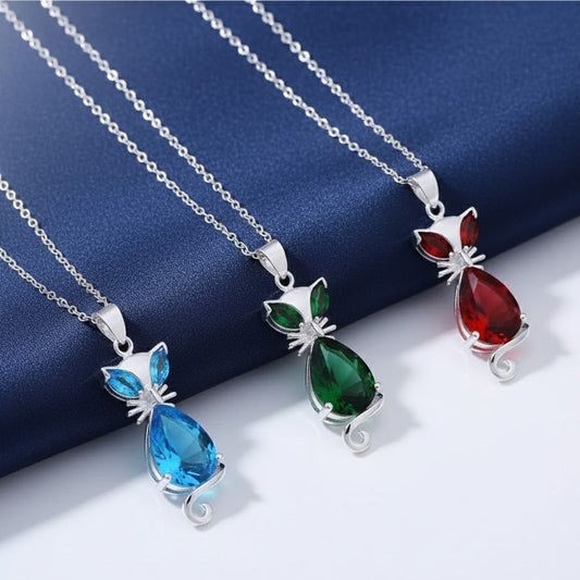 Crystal Amethyst Pendant Chain 925 Sterling Silver Necklace Women Jewellery Gift