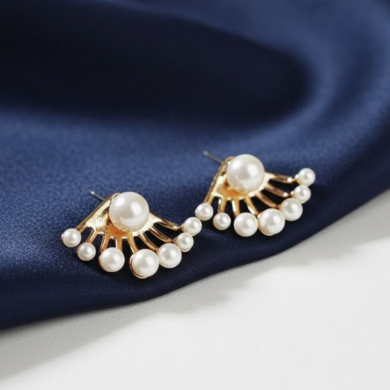 25 Sterling Solid Silver Dual Pearl Ear Stud Earrings Drop Dangle Women Gift UK