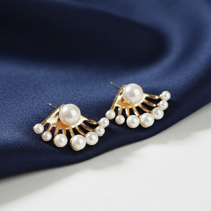 25 Sterling Solid Silver Dual Pearl Ear Stud Earrings Drop Dangle Women Gift UK