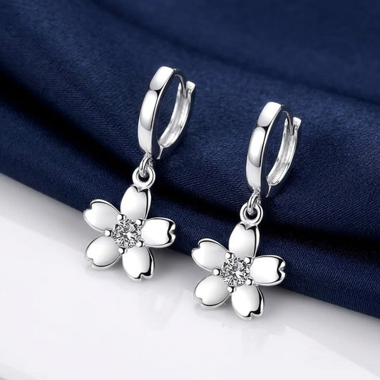 925 Sterling Silver Drop Dangle Earrings Simple Zircon Crystal Women Jewellry