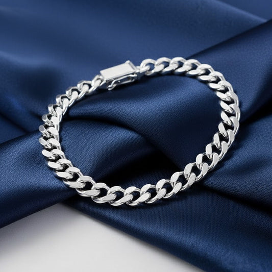 Solid 925 Sterling Silver 10mm Italian charm Link bracelet Men Women's Jewelry