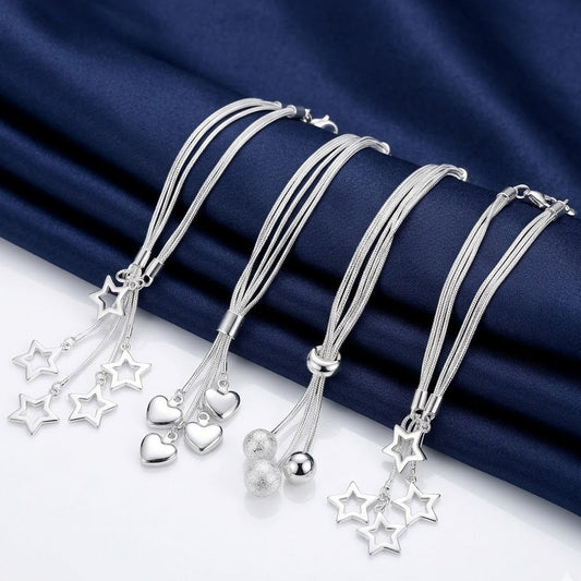 Snake Chain Hanging Hearts  Bracelets