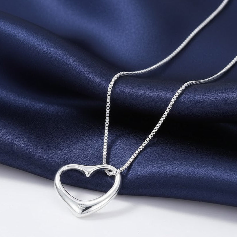 925 Sterling Silver New Crystal Heart Pendant Chain Necklace Womens Jewellery UK