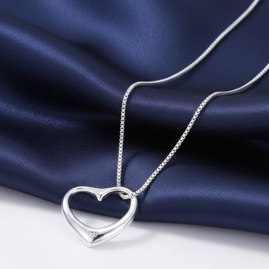 925 Sterling Silver New Crystal Heart Pendant Chain Necklace Womens Jewellery UK