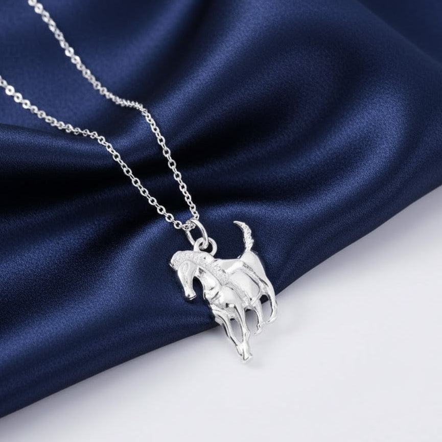 Hot 925 Sterling Silver Horse Filled Pendant Necklace Men Women jewelry Chain Uk